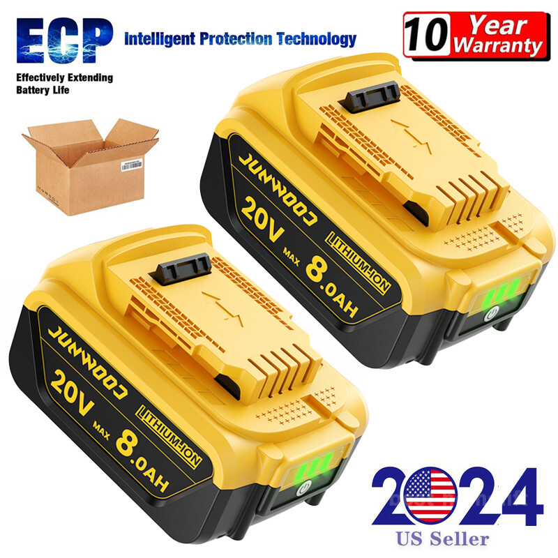 2Pack For DeWalt 20V 20 Volt Max XR 8.0AH Lithium Ion Battery DCB206-2 DCB205-2