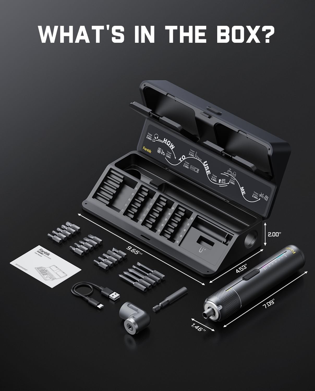 Fanttik S2 Pro Electric Screwdriver, Cordless Screwdriver Set, 7 Torque Settings