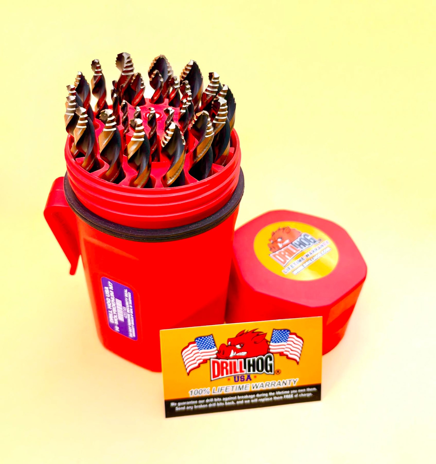 29 Pc TURBO HI-MOLY M7 Step Bit Tip Drill Bit Set Drill Hog® Lifetime Warranty