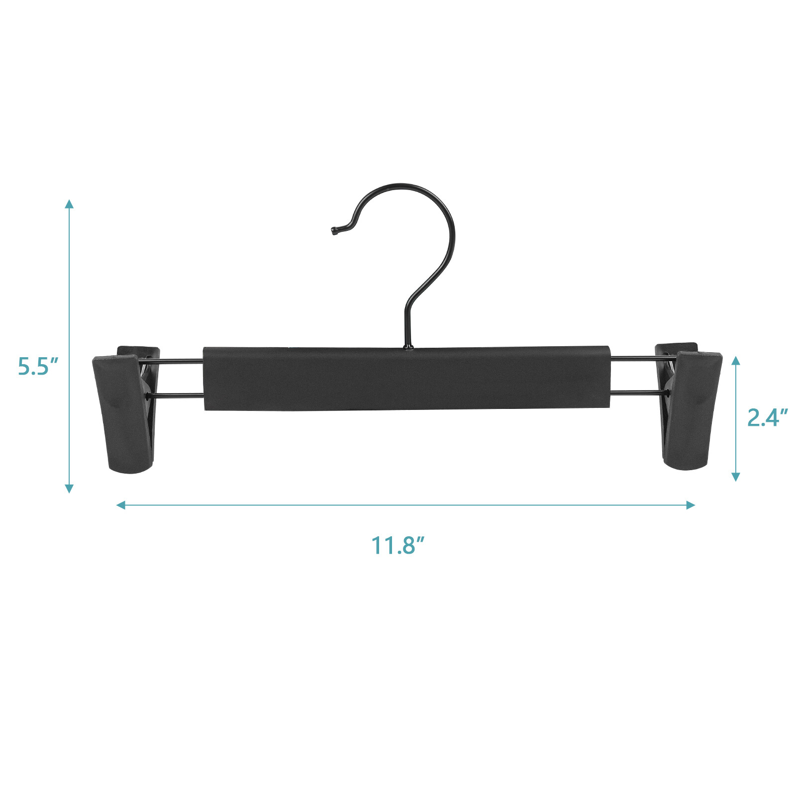 10PCS Plastic Clothes Skirt Pants Hangers Metal Hooks Pinch Clips Black White