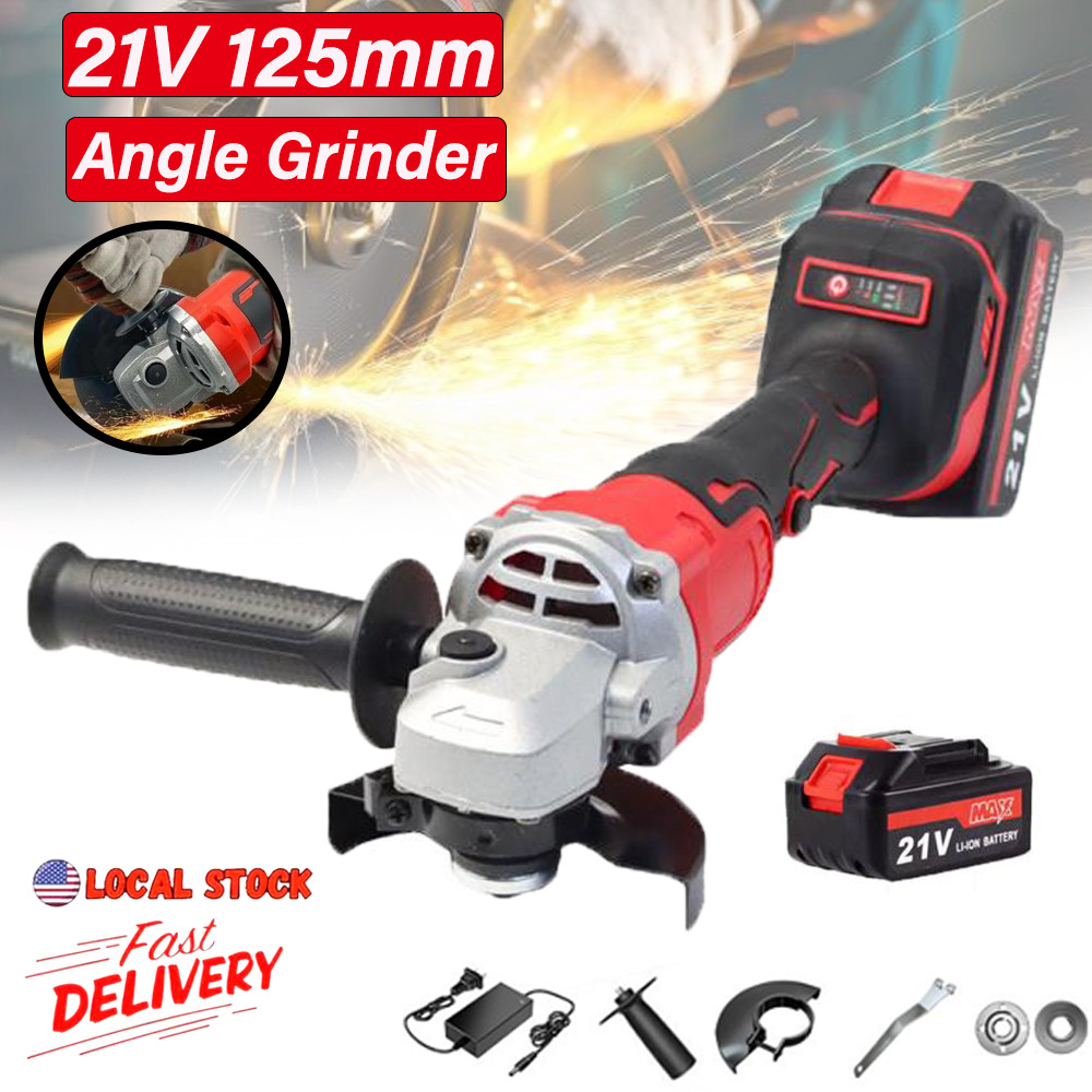 Brushless Cordless Angle Grinder with 21V Battery Charger & Cutting Disc Power