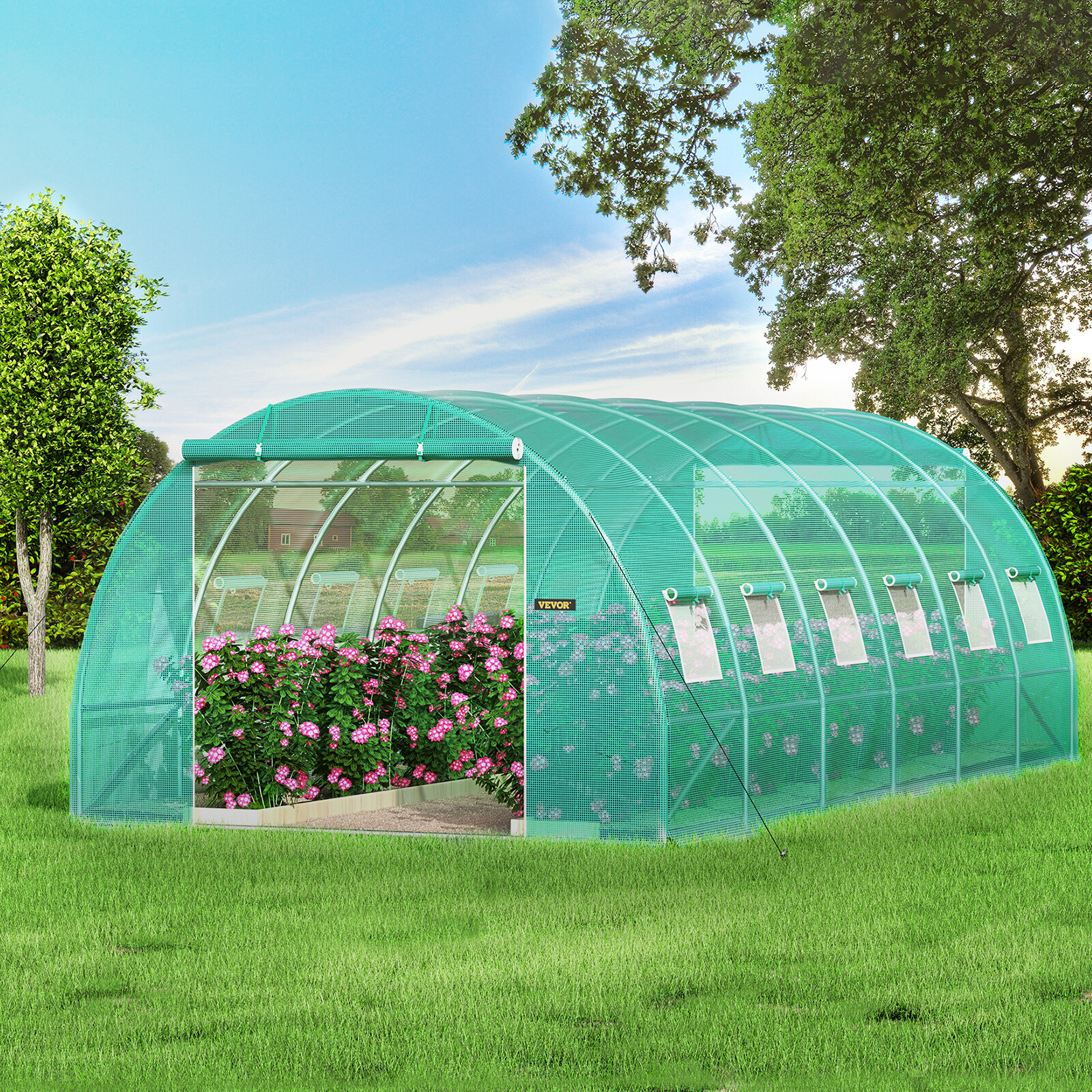 VEVOR Walk-in Greenhouse 20’x10’x7′ Hot Planter House Gardening Galvanized Frame