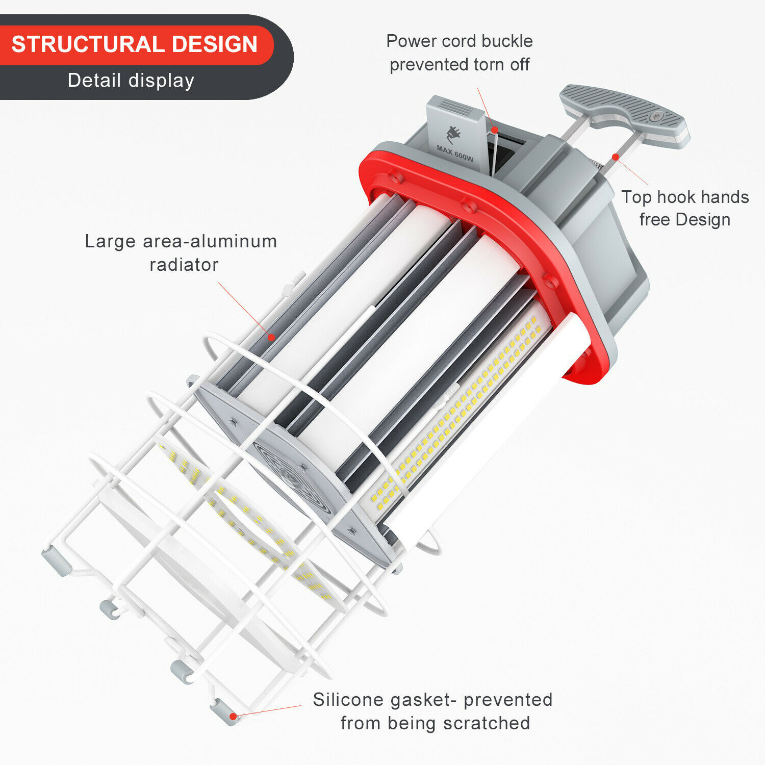 80W 100W 125W 150W LED Temporary Work Light Linkable Construction Jobsite Light
