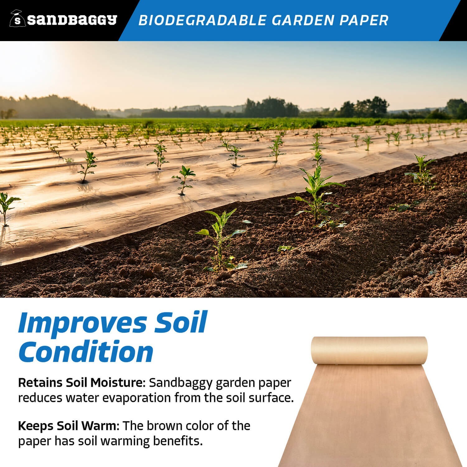Sandbaggy Biodegradable Landscape Fabric – Garden Paper For Weeds – Made in USA