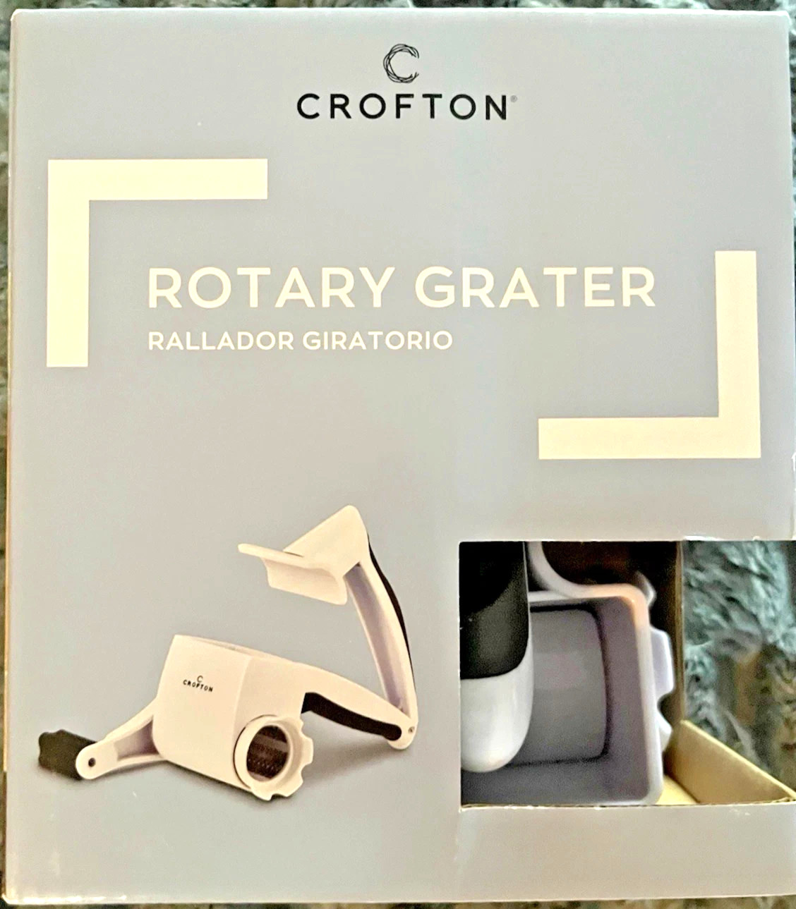 CROFTON ROTARY GRATER IN WHITE STAINLESS STEEL DRUM – BRAND NEW IN BOX