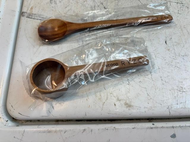 NEW in package Ryze mushroom coffee scoop and spoon set Acacia wood. $3 Shipping
