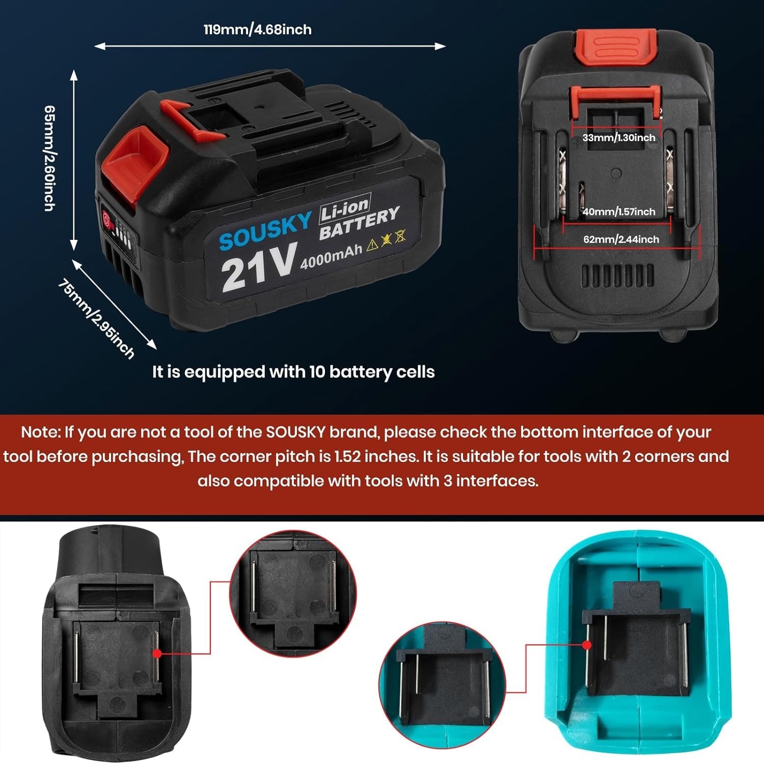 Mini Chainsaw Battery, 21V 4000mAh Lithium Battery with Electric Quantity Dis…