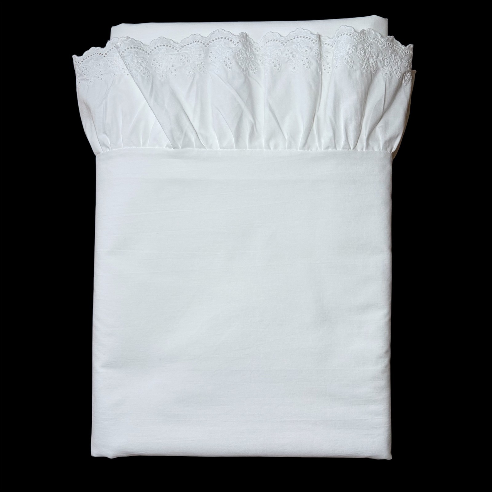 Vintage Ralph Lauren BROMLEY White Ruffled Full Flat Sheet *see description*