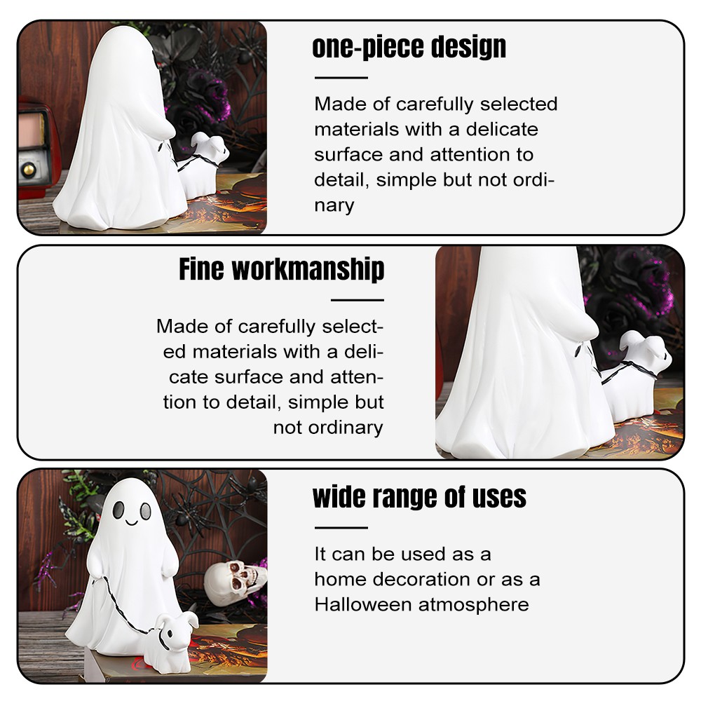 9.8 in Halloween Goblin And Ghoul Ghost Walking Dog Spooky Ghost Dog Figurine