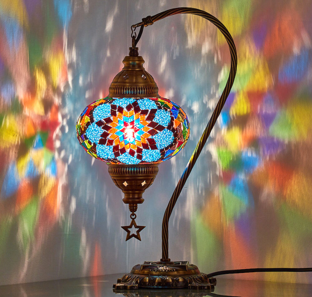 Turkish Moroccan Mosaic Bohemian Colorful Table Bedside Lamp Light Lampshade