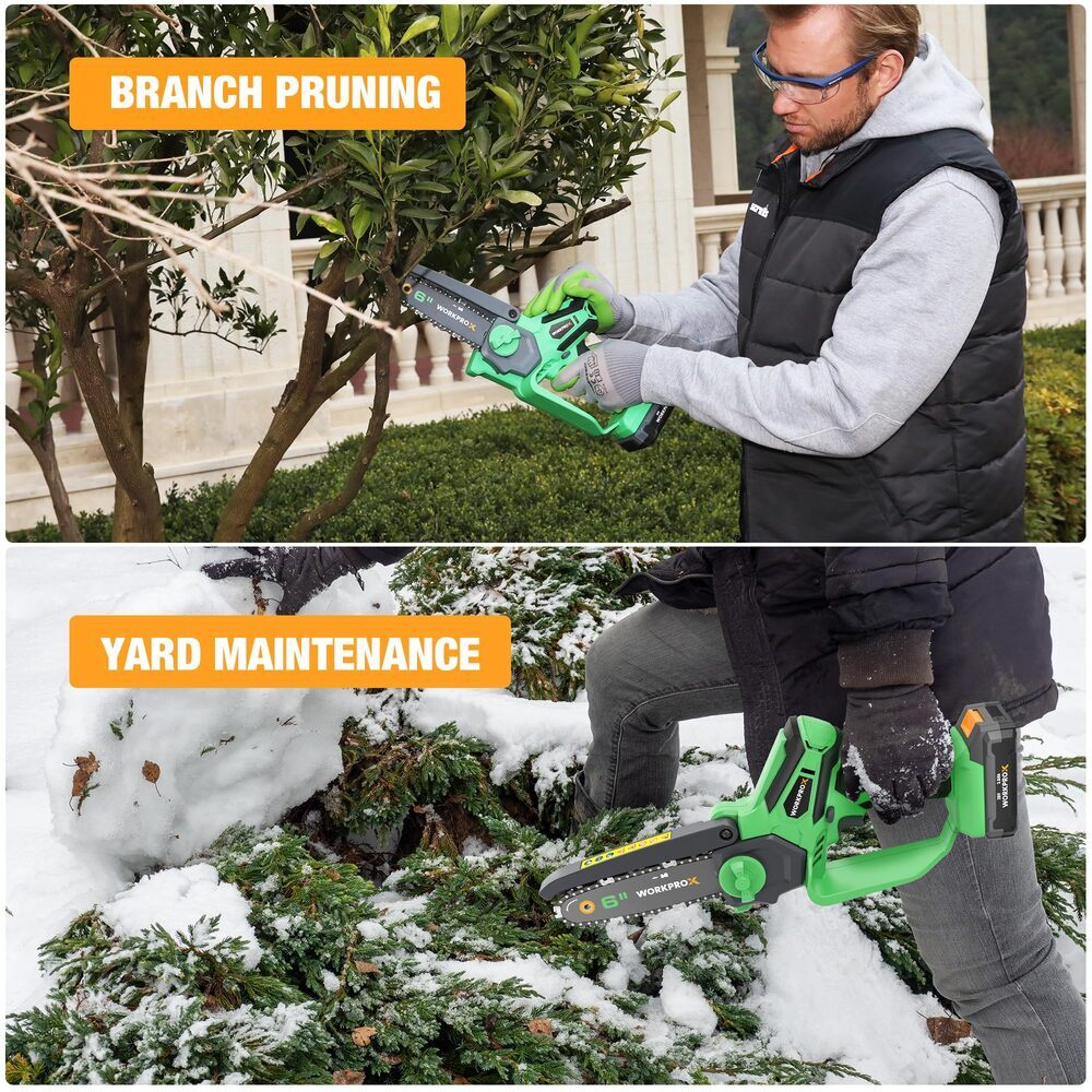 WORKPROX 20V 2.0Ah Cordless 6-inch Mini Chainsaw Electric Chain Saw Pruning Saws