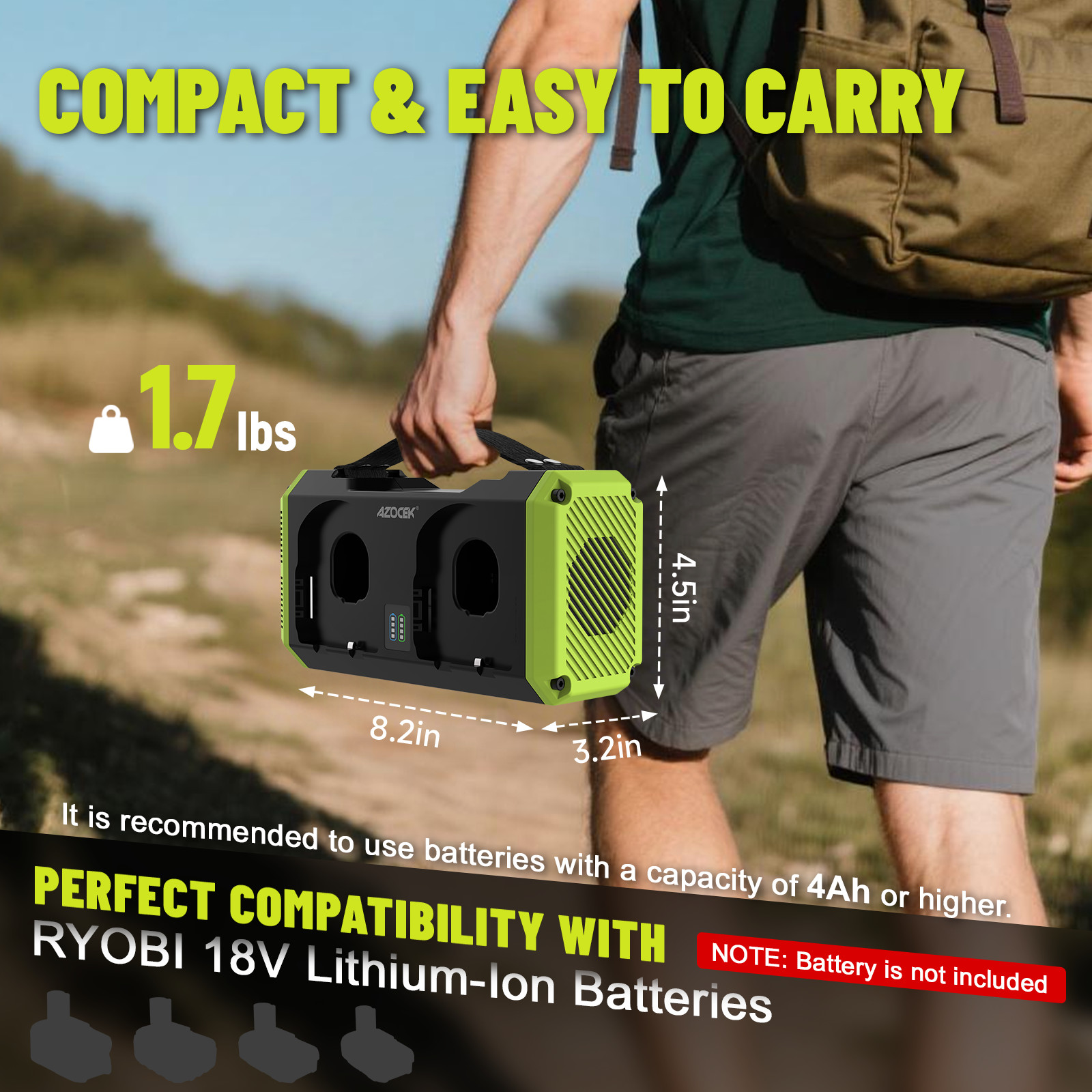 350W Power Inverter Compatible with Ryobi 18V Battery 120V(Battery Not Included)