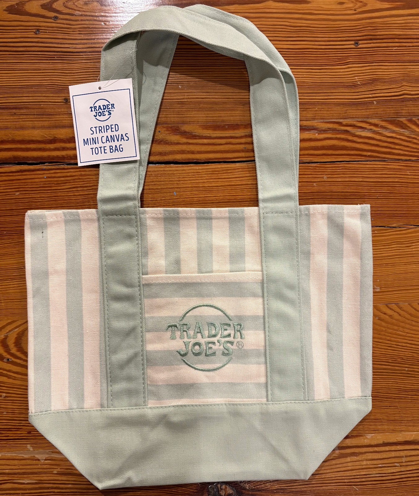 Trader Joe’s Mini Canvas Tote Bag, Pastel Multicolor Striped, 13x11x6