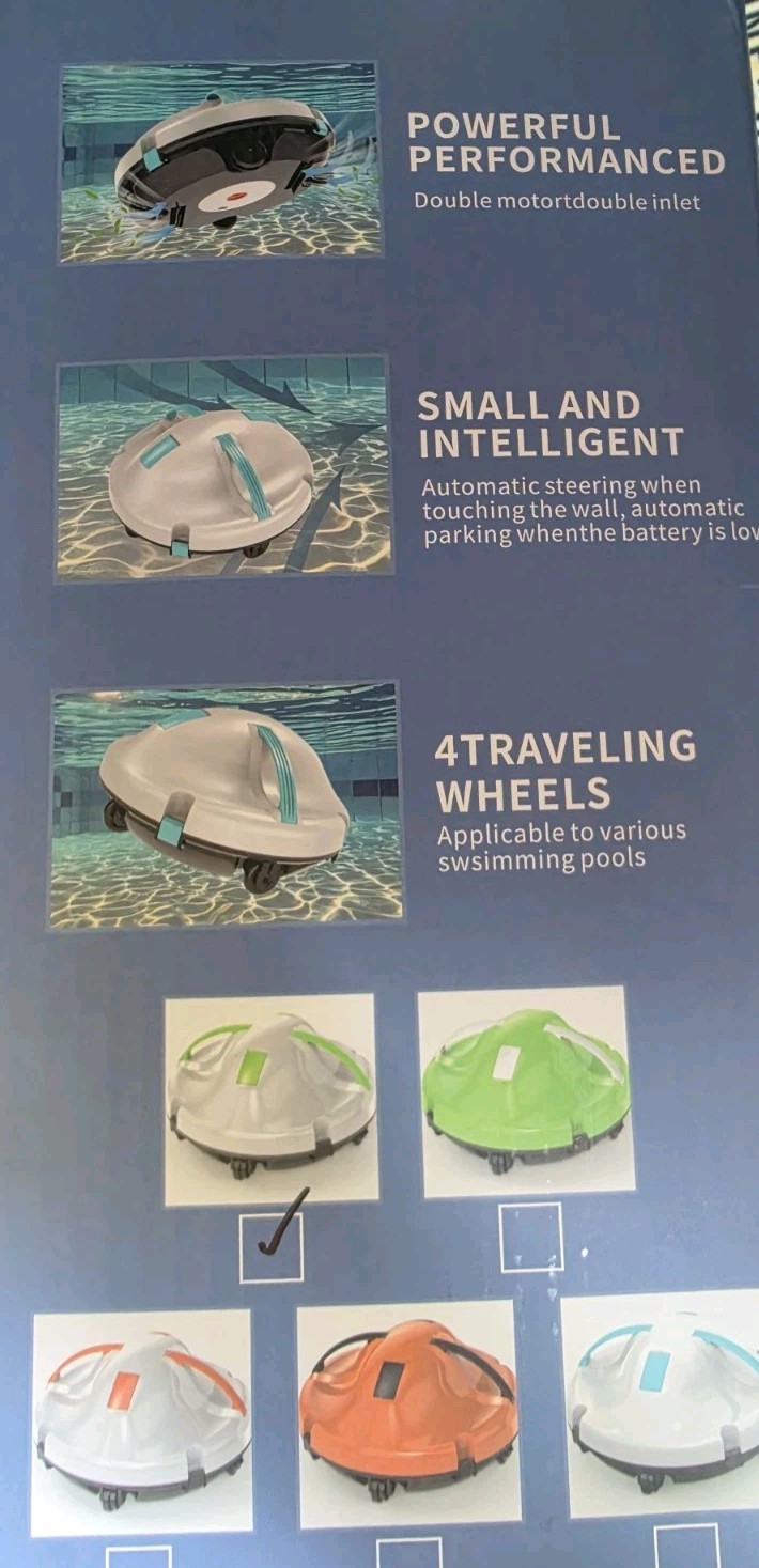 Cordless Robotic Pool Cleaner 120 Min Runtime Automatic Vacuum Above/In-Ground