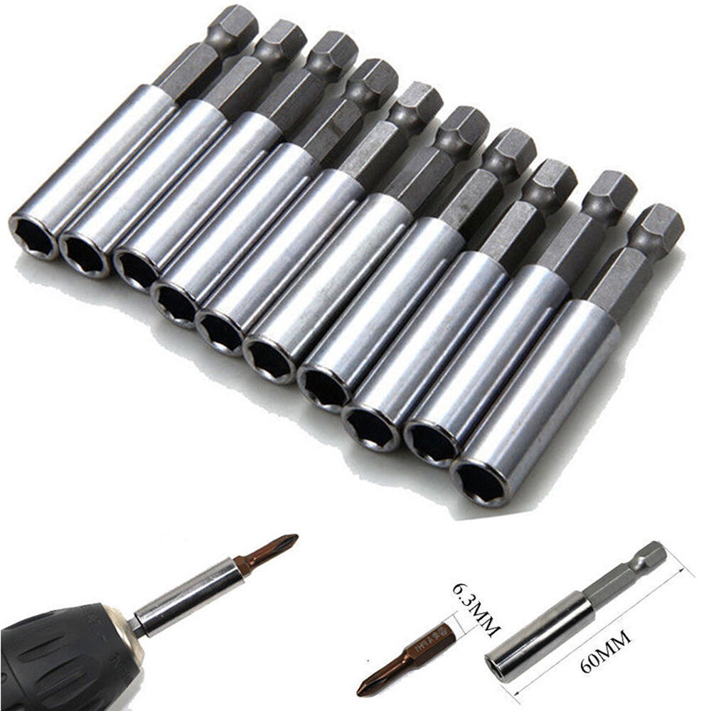10Pcs Compact Magnetic Bit Tip Extensions Holder 1/4 Hex Shank Drive Guide US