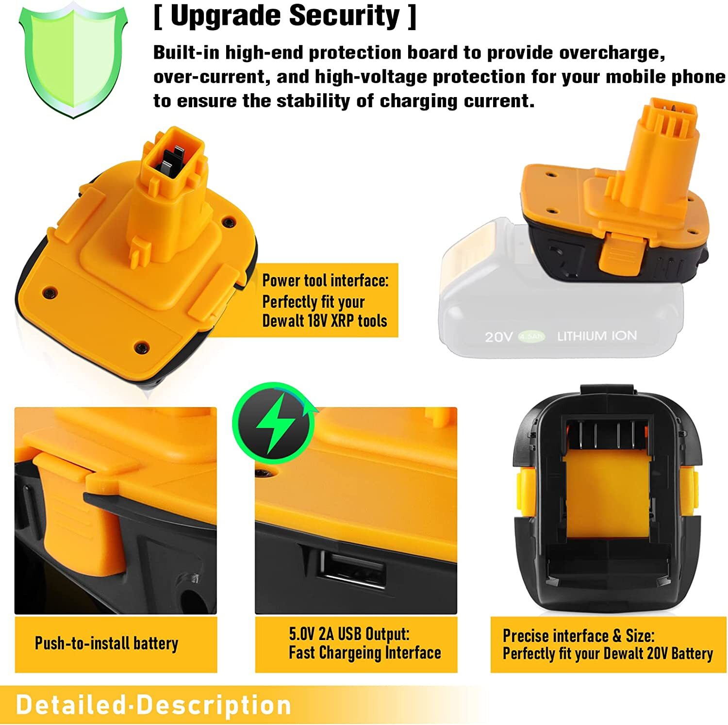 For Dewalt DCA1820 20V MAX To 18V Adapter Converter For Dewalt Li-Ion Battery