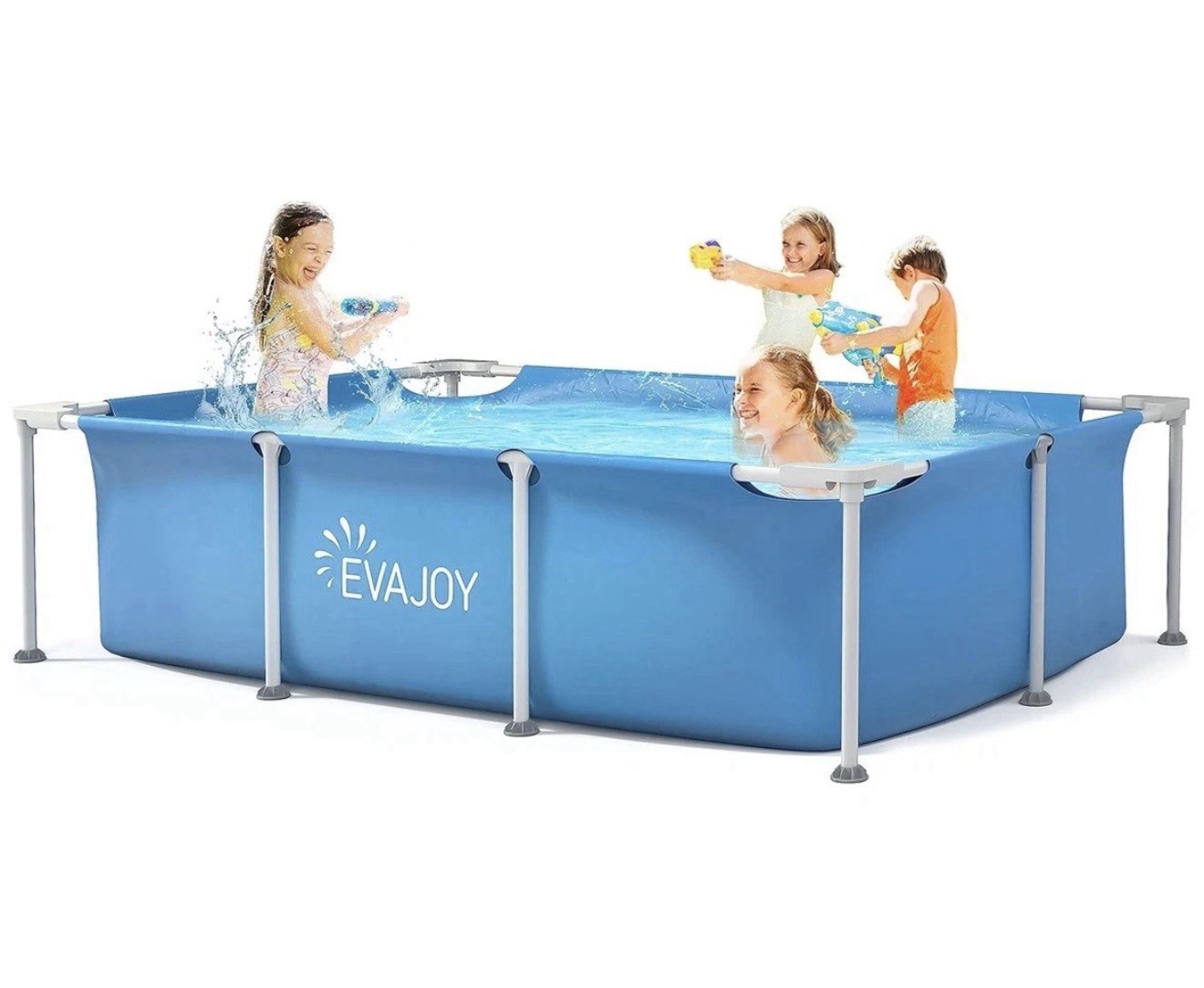 Evajoy 85in x 23in x 59in Metal Frame Rectangular Swimming Pool Set