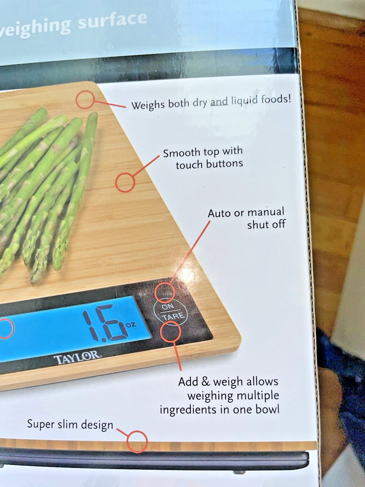 Taylor Bamboo Eco Friendly Food Scale Platform-11 lb Capacity-9 X 7 in Free Ship
