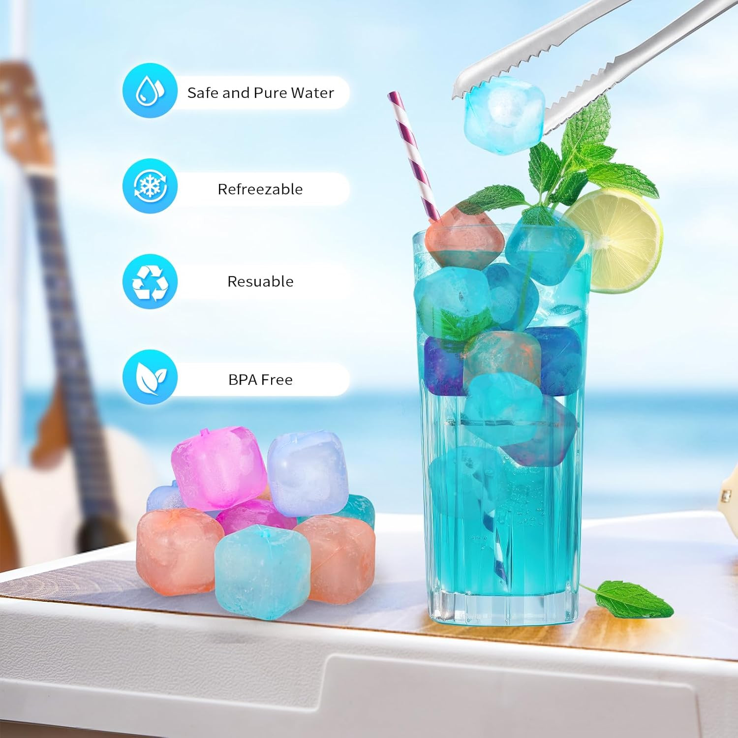 380 Pack Reusable Ice Cube for Drinks – Refreezable Plastic Ice Cubes Without Di