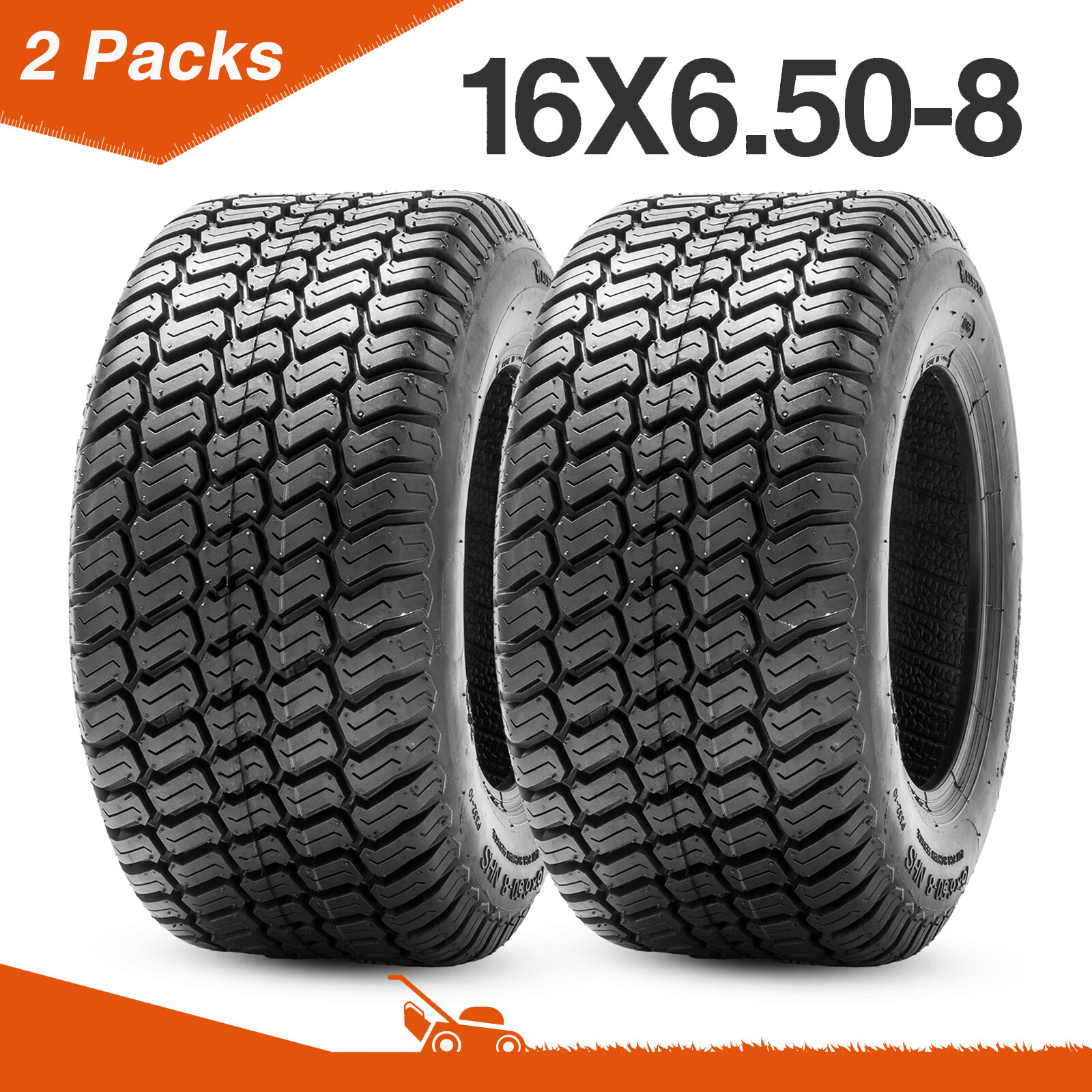 Set 2 16×6.50-8 Lawn Mower Tires 16×6.5×8 4Ply Turf Mower Tractor Tyres Tubeless