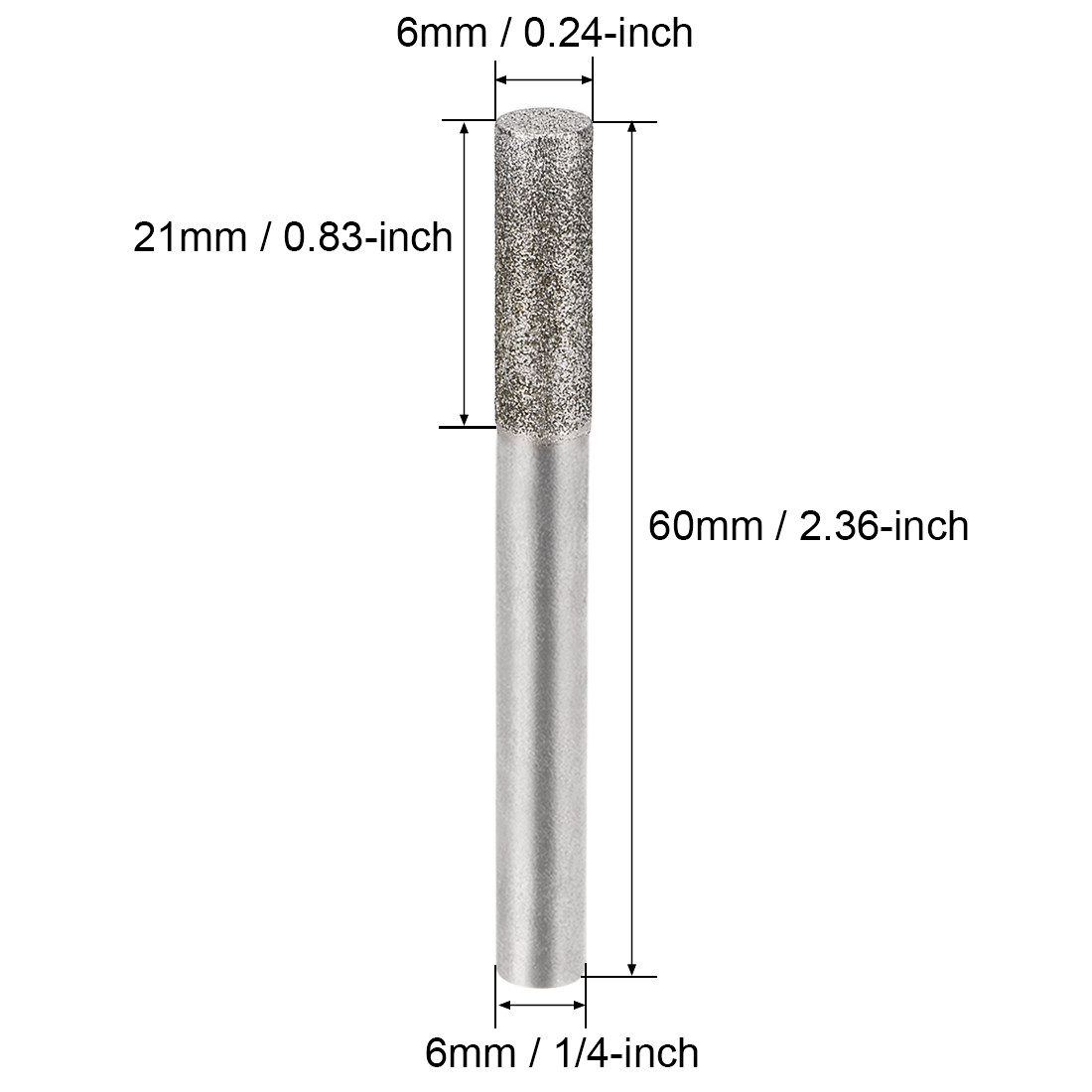 Diamond Burrs for Rotary Tool 1/4-Inch Shank 6mm Cylindrical 120 Grit 10 Pcs