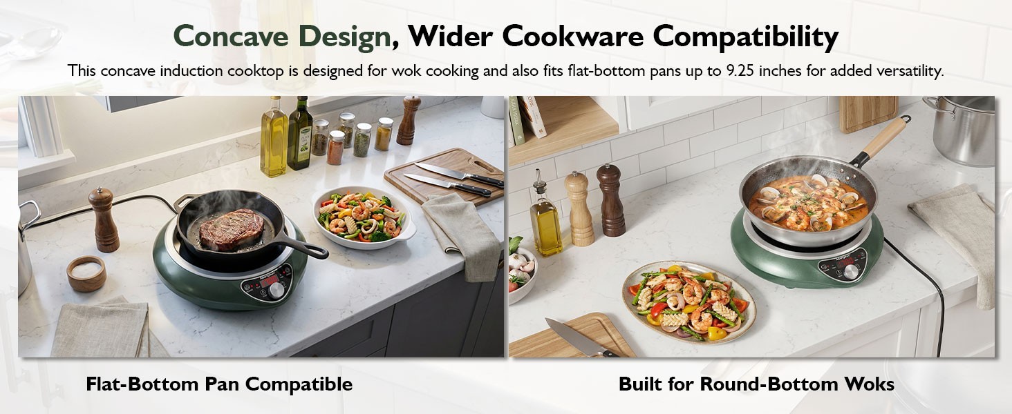 Abangdun 1700W 100V～185V Induction Cooktop Wok With Pan Electric Stove Burner