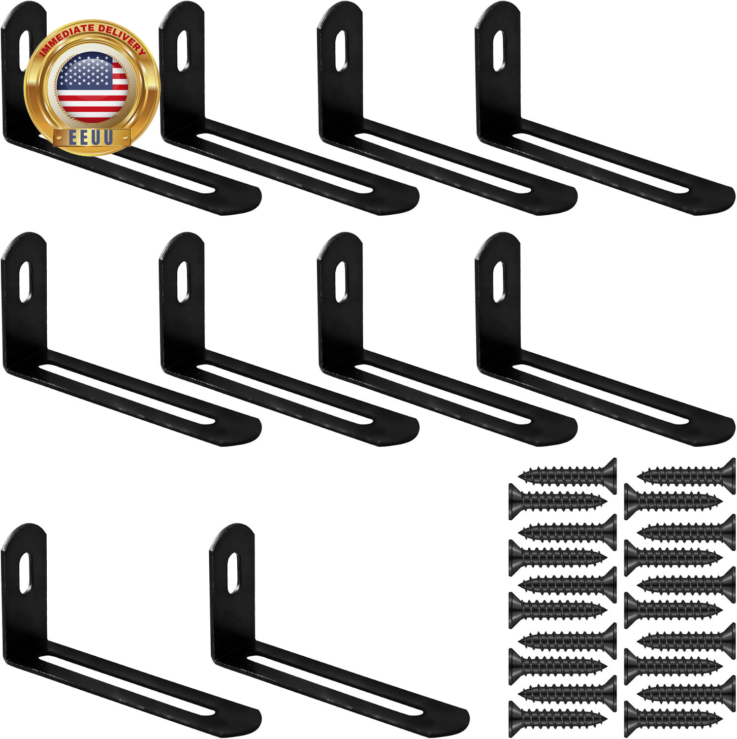 10 PCS Adjustable L Brackets, Heavy Duty Corner Brace Iron 90 Degree Brackets, S