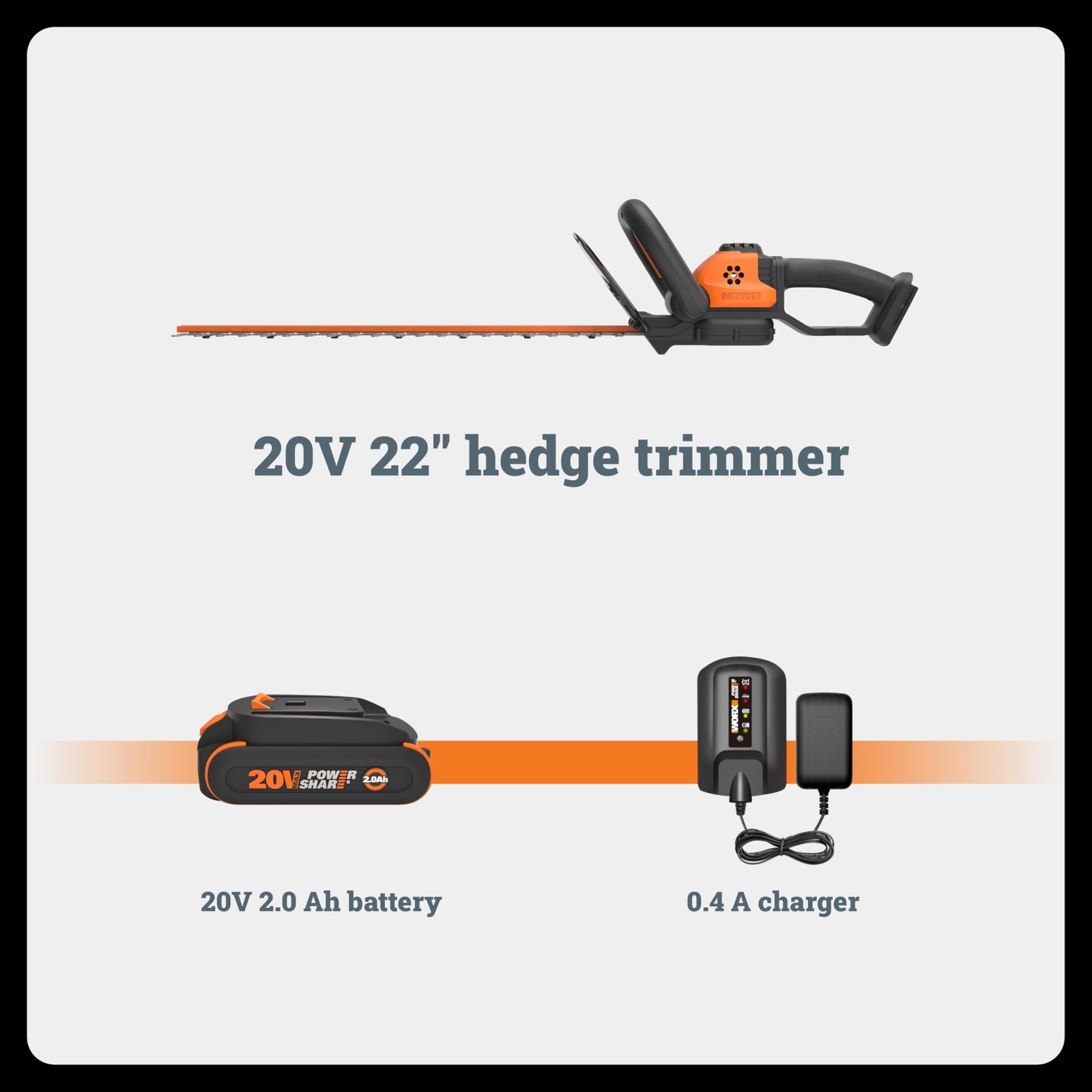 WORX 22″ Cordless Hedge Trimmer, Electric Hedge Trimmer with DualAction Blad…