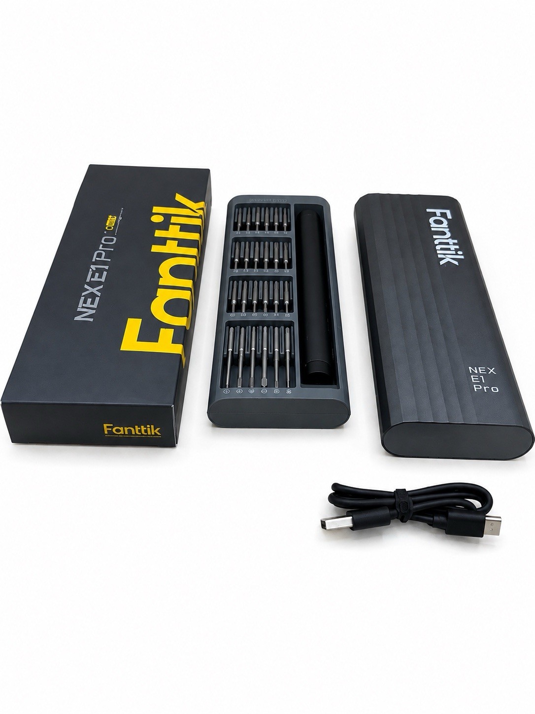 Fanttik NEX E1 Pro 3.7V Cordless Electric Screwdriver Set Black Case Bits