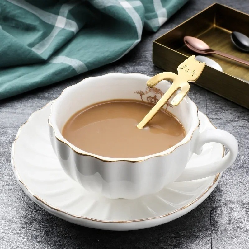Stainless Steel Mini Cute Cat Spoon for Tea Coffee Dessert Sugar Ice Cream