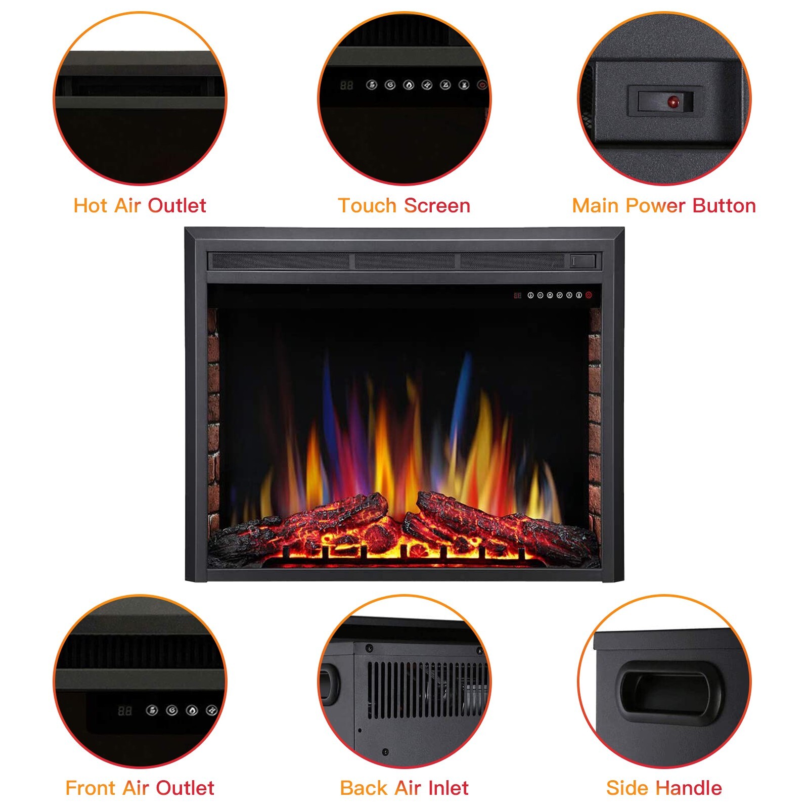R.W.FLAME 36” Recessed Electric Fireplace Insert,Remote Control,750W-1500W
