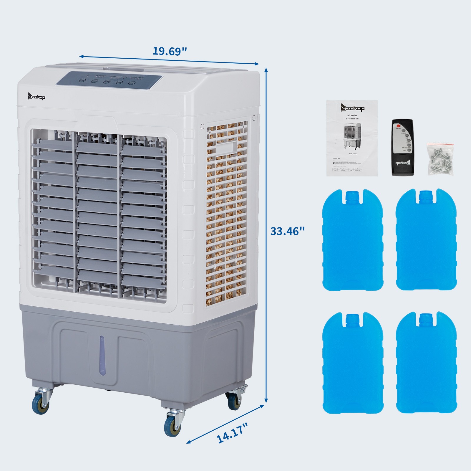 3-in-1 Evaporative Air Cooler, Portable Swamp Cooler with 10.57Gallon Reservoir