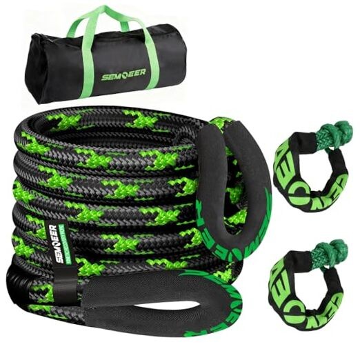 Kinetic Recovery Rope, 1″ x 30ft 48500LBS, Kinetic Rope 30FT Black & Green