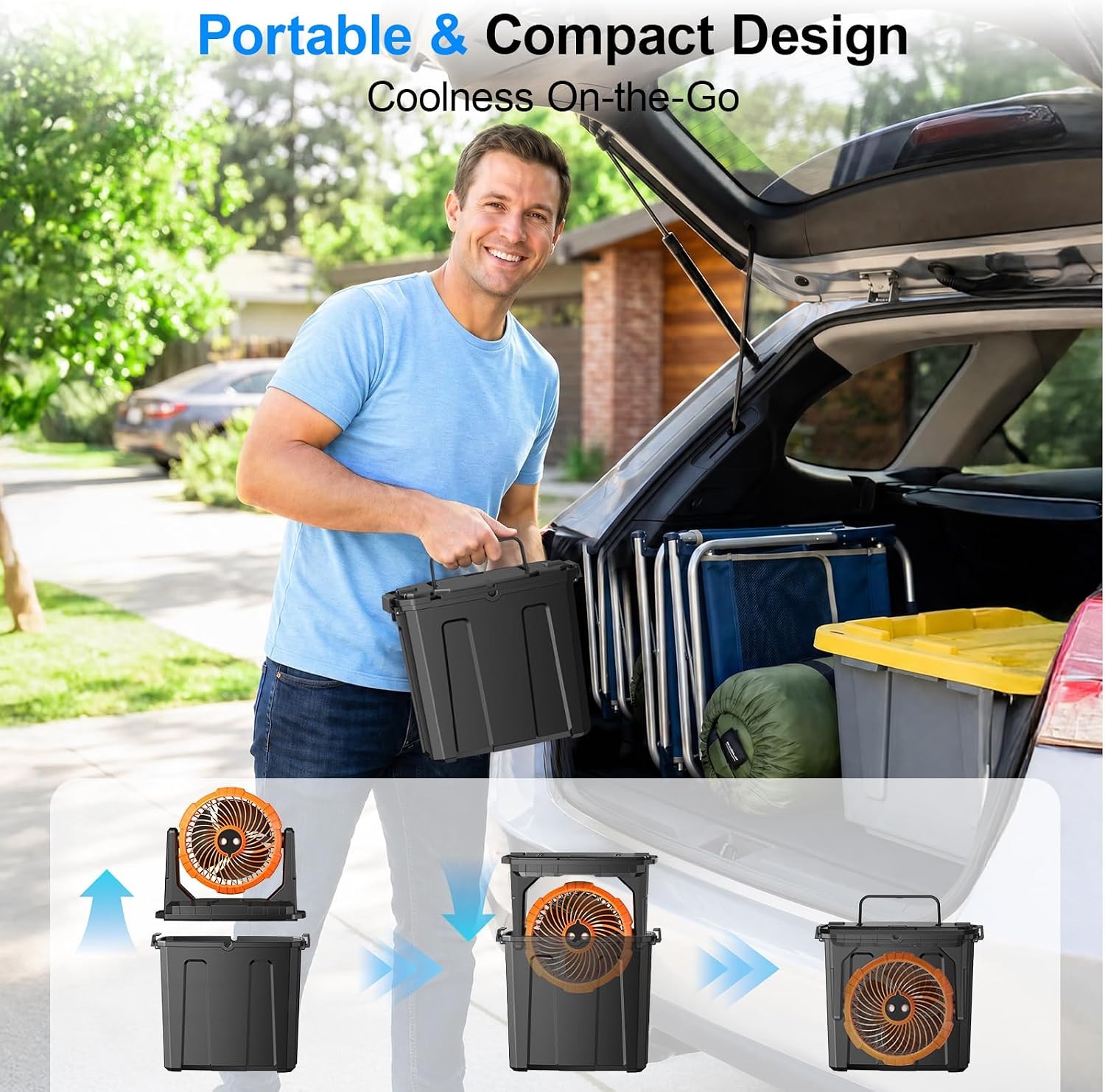 1.35 Gal Portable Misting Fan, Outdoor Fans for Patios, [Max 30H] Rechargeable B