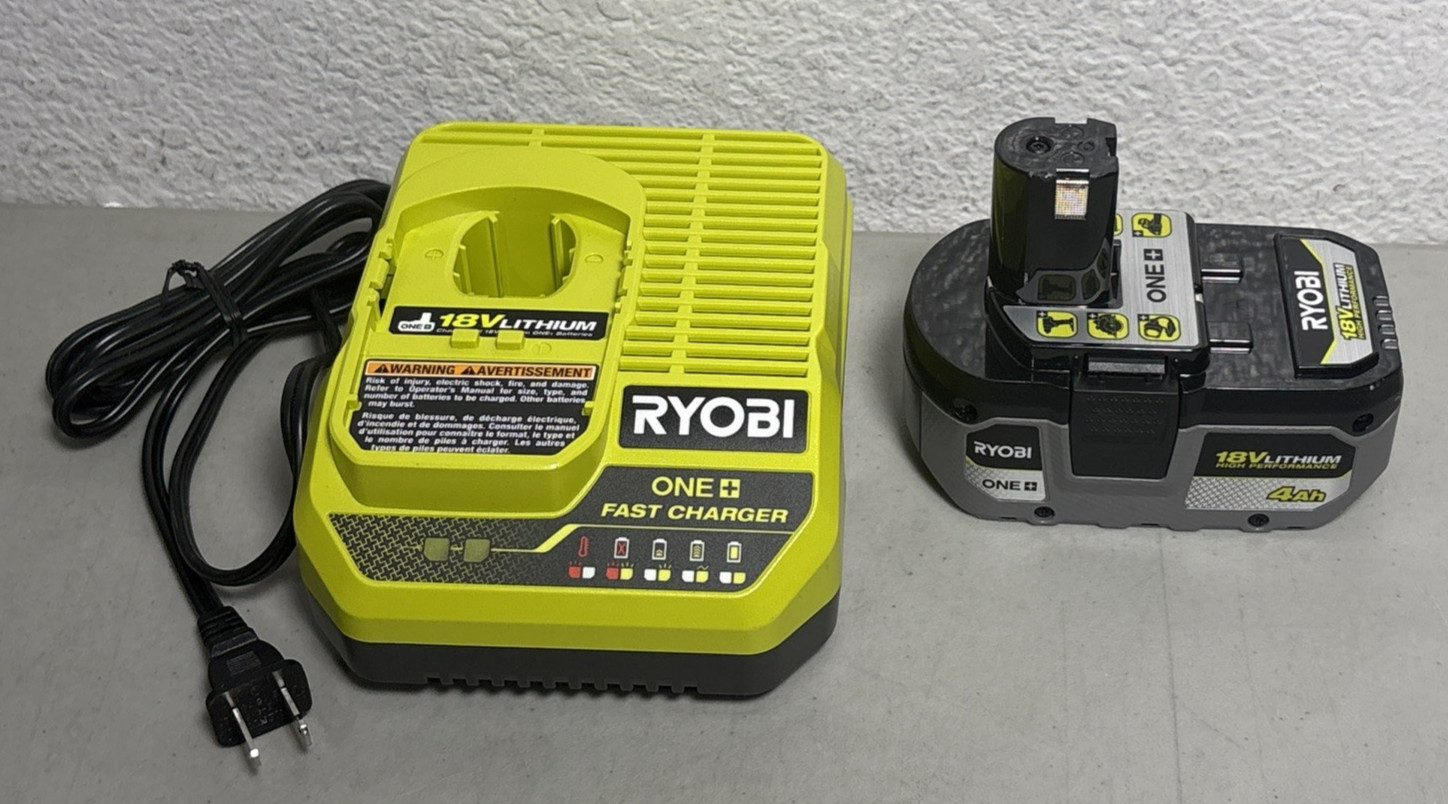 Genuine Ryobi PBP004 4.0 Ah 18V Lithium High Perf. Battery w/PCG004 Fast Charger