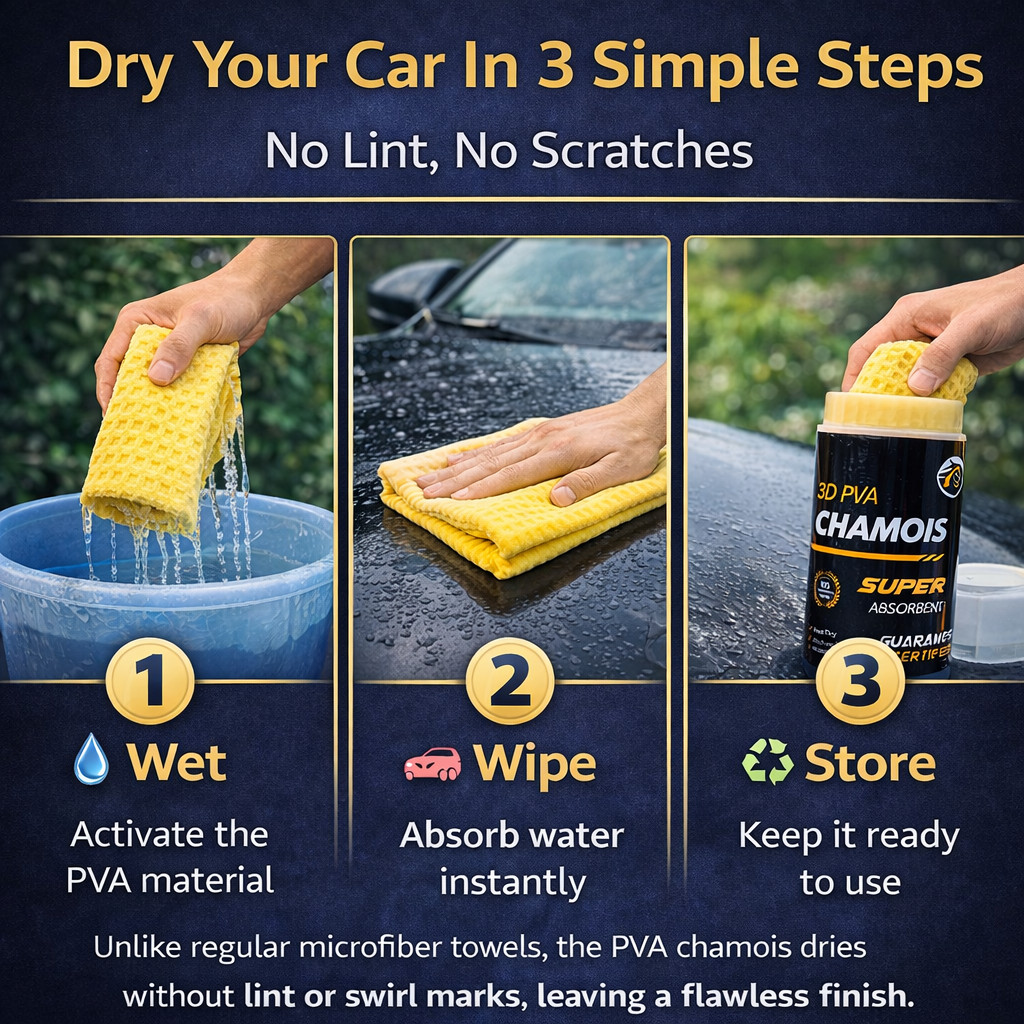 Shammy Car Drying Chamois 2-Pack 26x17in Ultra-Absorbent PVA Microfiber Towels