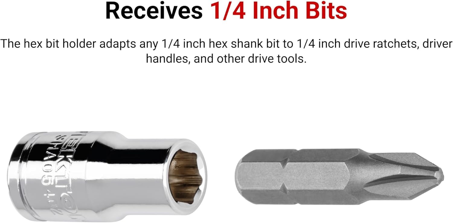 TEKTON 1/4 Inch Drive x Magnetic Hex Bit Holder Socket | Large