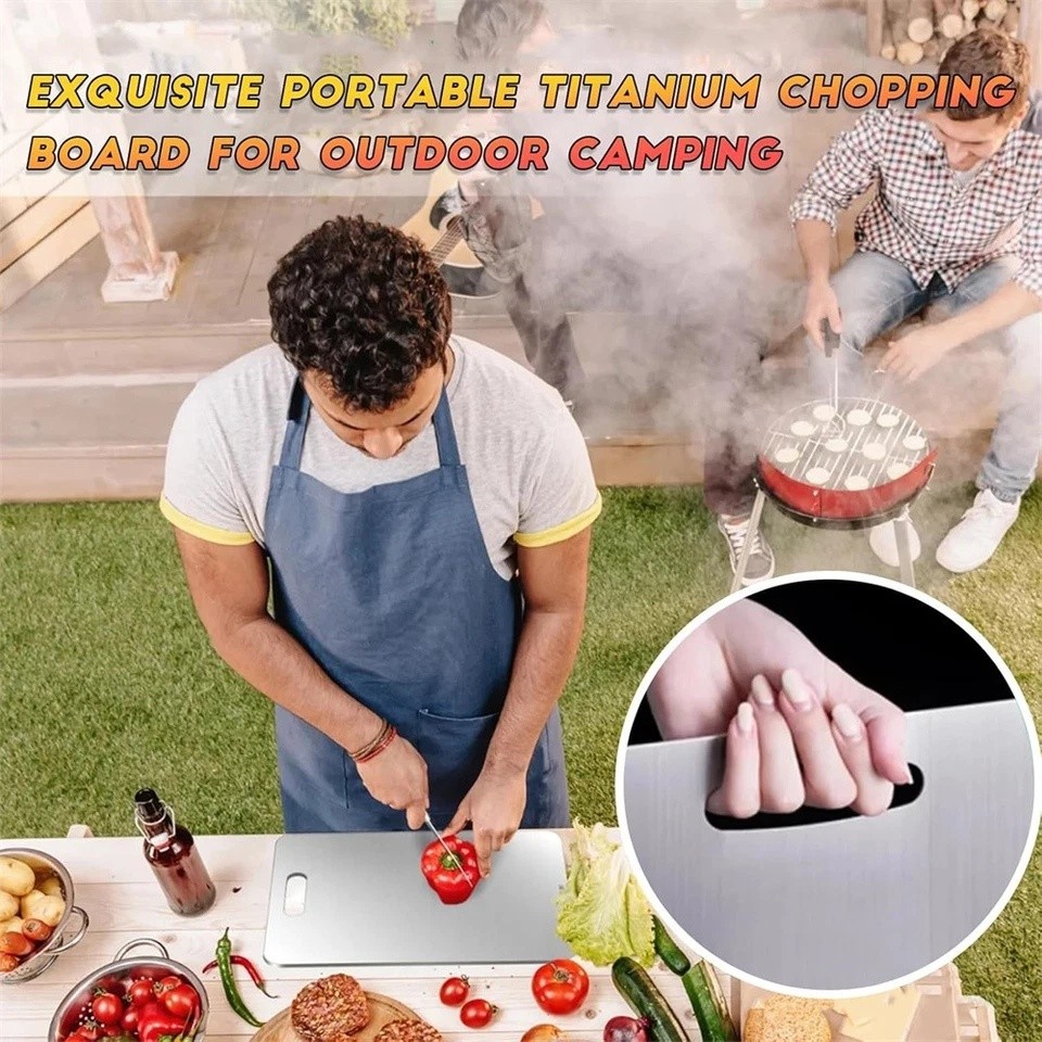 Titanium Cutting Board 100% Pure Non-Stick Double-Sided 11×15.5″ in for Kitchen
