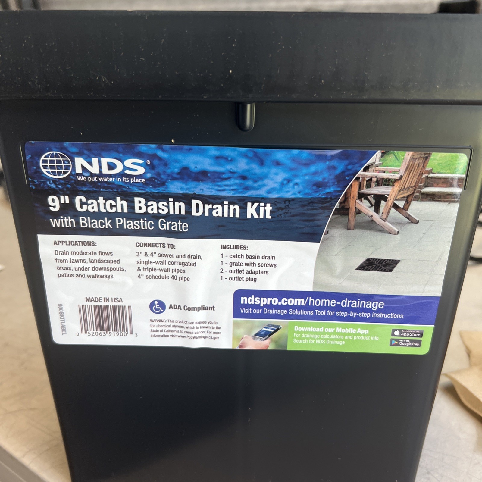 NDS 900BKIT 9 in. (9.38 in.) Square Catch Basin Drain Kit