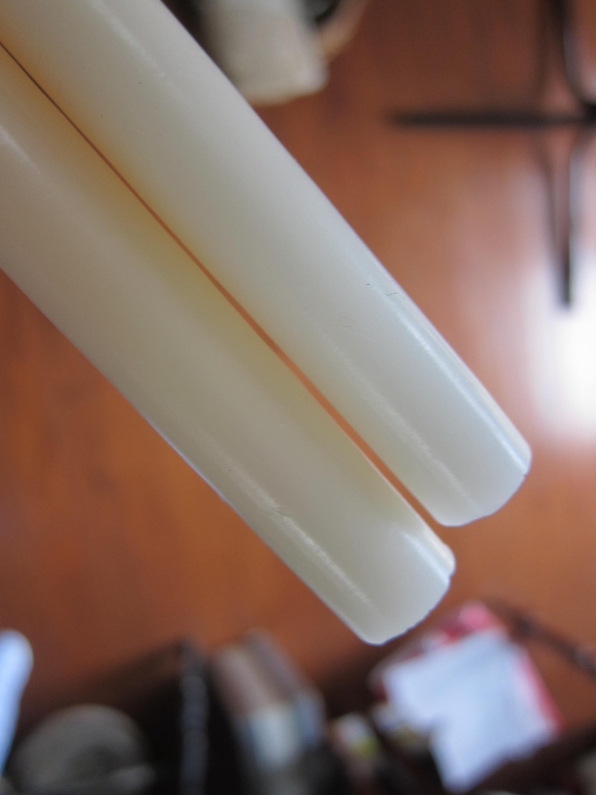 VTG Nantucket 15” Taper Candle Pair – 1960s Estate – Long Slender Ivory Tapers