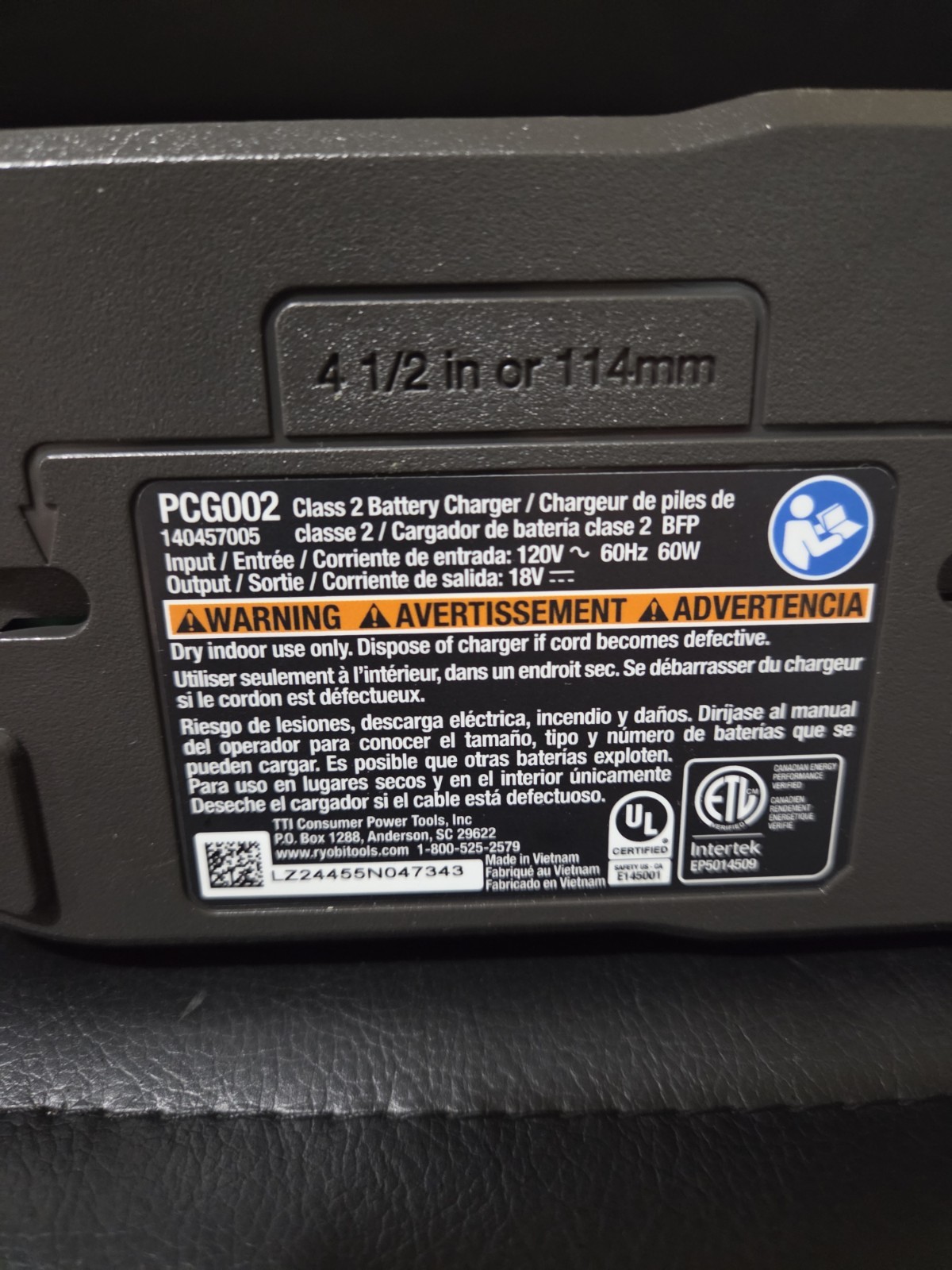 RYOBI ONE+ GENUINE 18V PCG002 2.0A LITHIUM ION BATTERY CHARGER – NEW