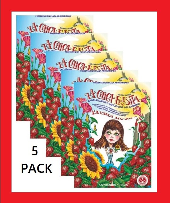 5 Pack Mexico La Chica Fresita Air Freshener – Strawberry, 🇲🇽oem