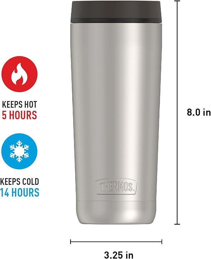 THERMOS ALTA SERIES Stainless Steel Tumbler 18 Ounce, Matte Steel