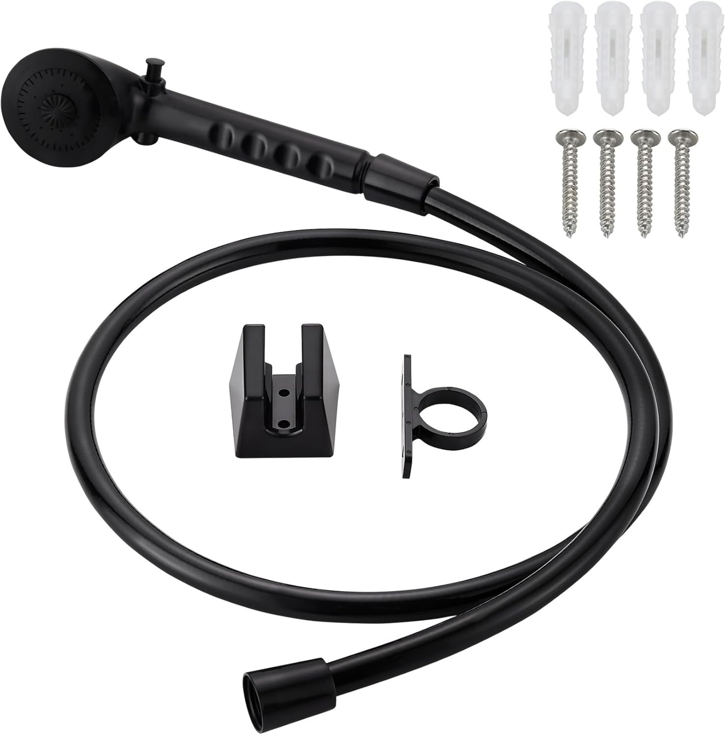 RV Shower Head + 47″ No-Kink Hose Outdoor Non-Metallic Matte Black Water Saving