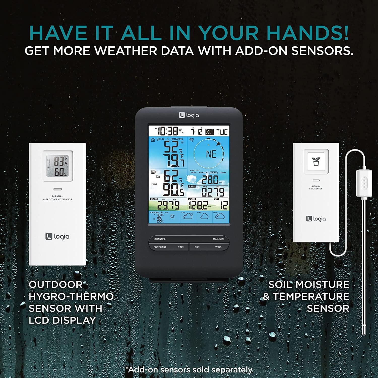 Logia 7-in-1 Wi-fi Weather Station, 4 Day Forecast, Solar Panel & 5.5″ Screen
