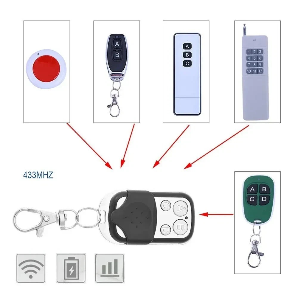 5 X Universal Garage Door Remote 433MHz Electric Cloning Control Key Fob Opener