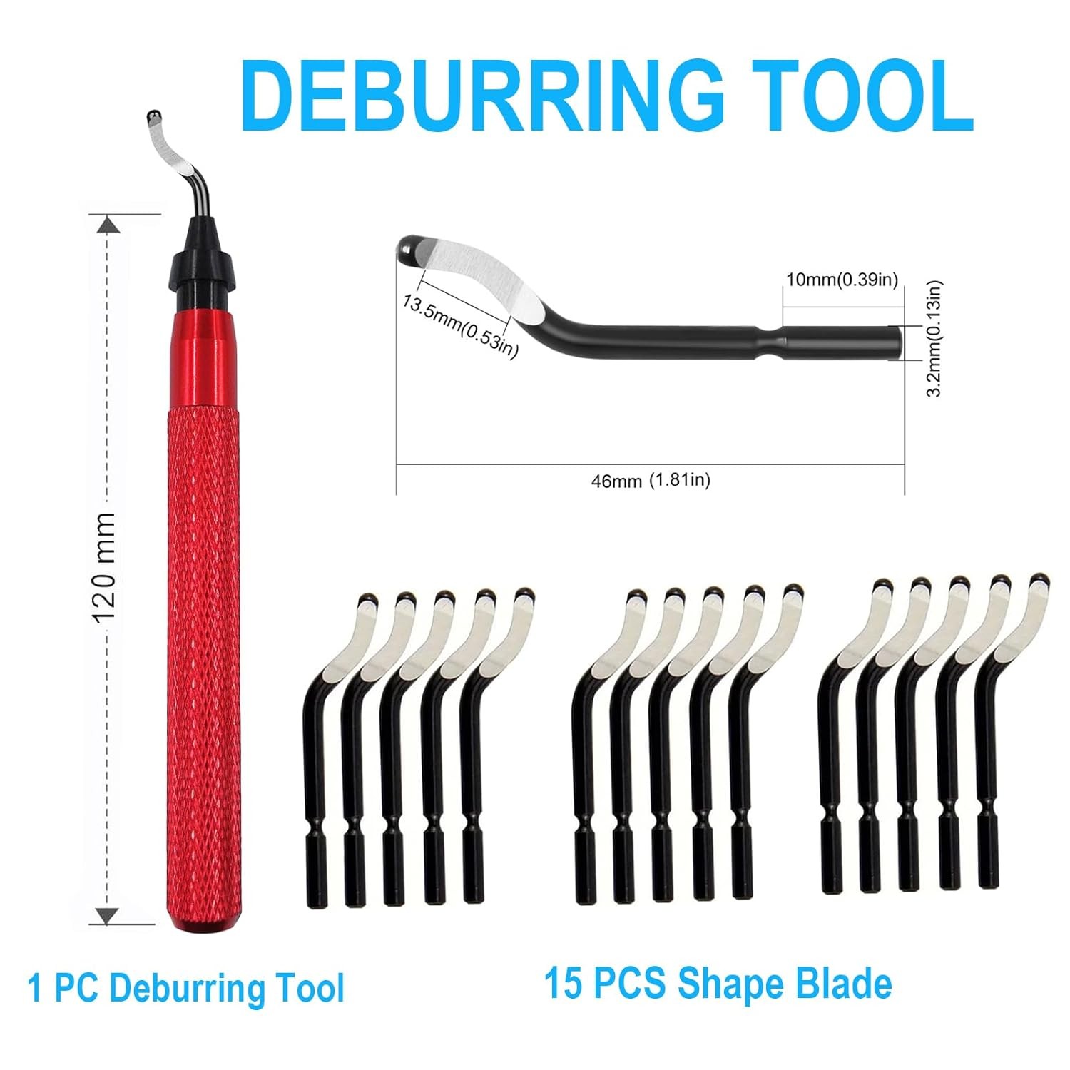 Premium Deburring Tool with 15 High-Speed Steel Swivel Blades for Metal Plastic