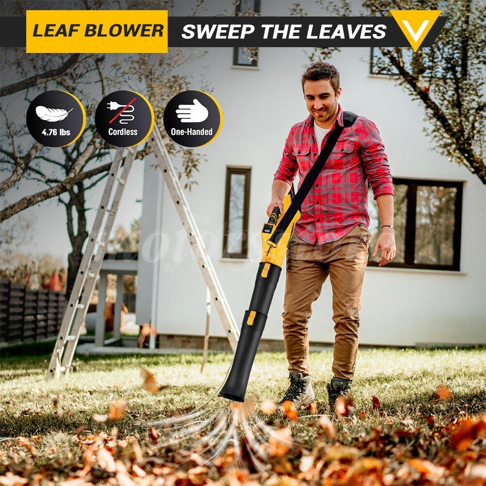 Cordless Leaf Blower 650CFM/280MPH & 6 Speed Levels Electric w/2 Batteries 6.0Ah