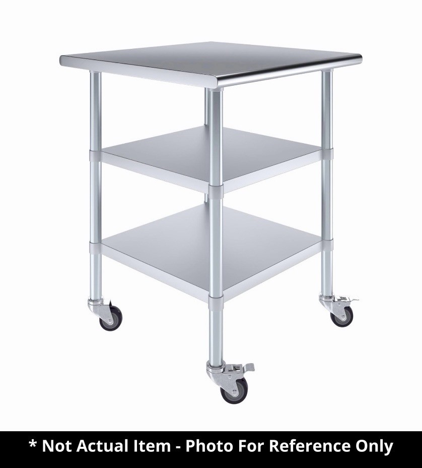 AMGOOD Stainless Steel Commercial Utility Work Table With Casters And Shelves
