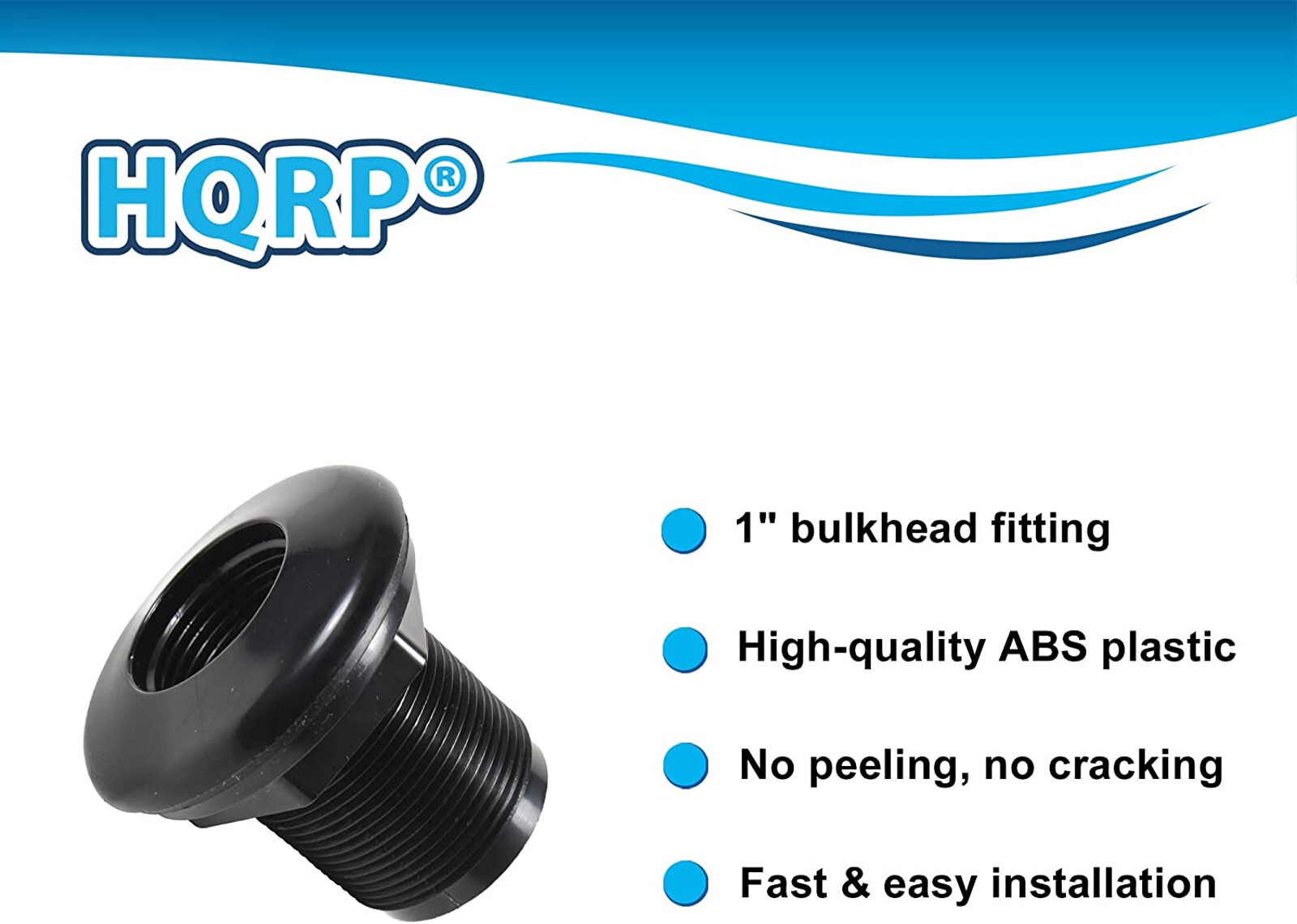 2-Pack HQRP 1″ ABS Plastic Bulkhead Fitting Double Threaded Water Tank Connector